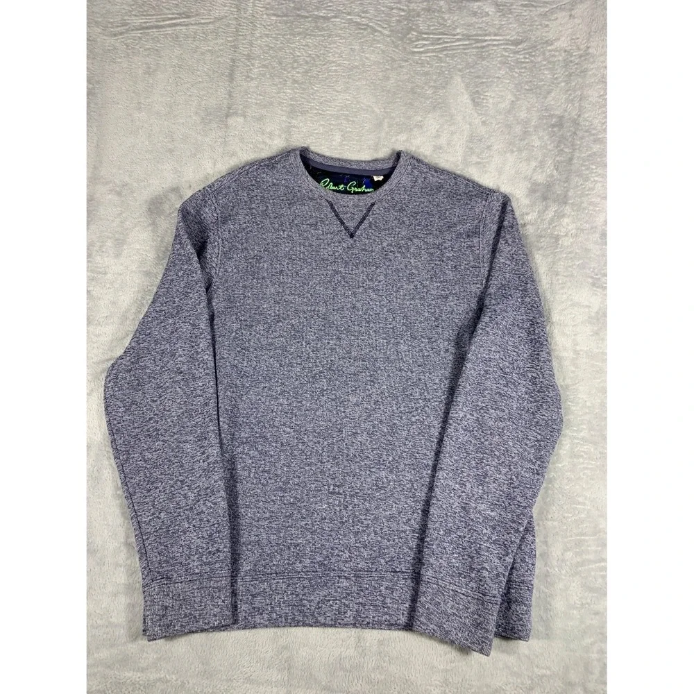Robert Graham Sweater Mens M Blue Heather crewNeck Long Sleeve Classic Fit